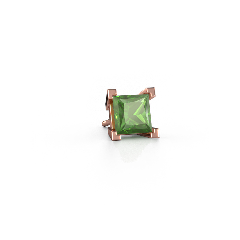 Image of Men's earring Hans 585 rose gold Tourmaline green 6 mm