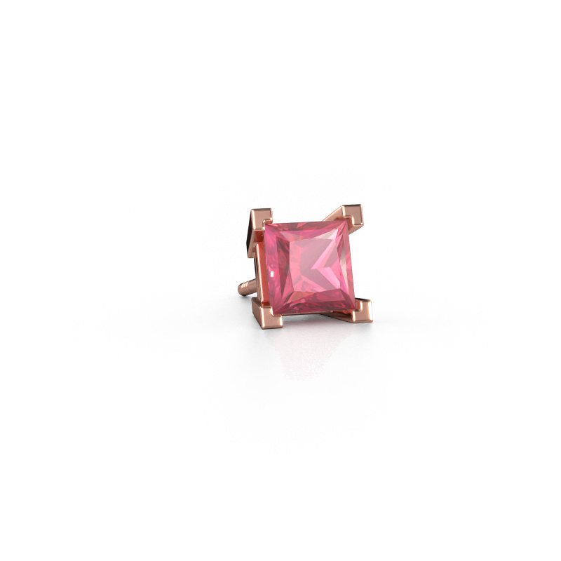 Image of Men's earring Hans 585 rose gold Tourmaline pink 6 mm