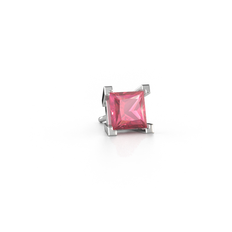 Bild von Männer Ohrstecker Hans 585 Weißgold Turmalin rosa 6 mm