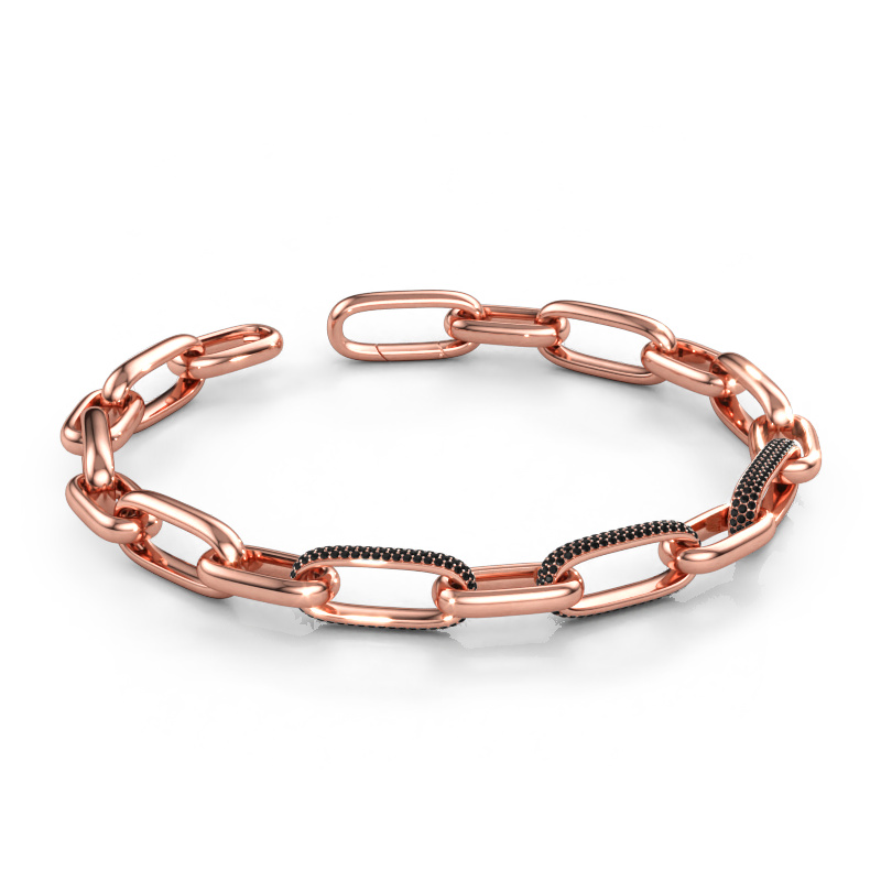 Bild av Länkarmband Harmony 2 9.5 Ihålig - 585 roséguld Svart diamant 2.322 crt