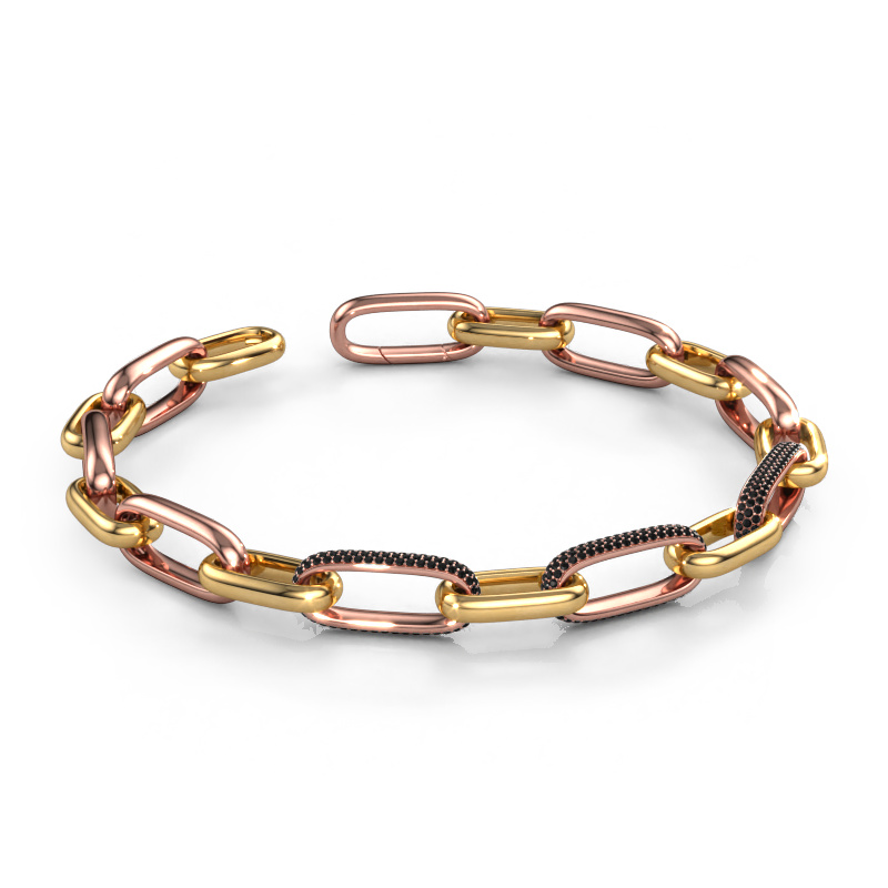 Image of Link bracelet Harmony 2 9.5 Hollow - 585 rose gold Black diamond 2.322 crt
