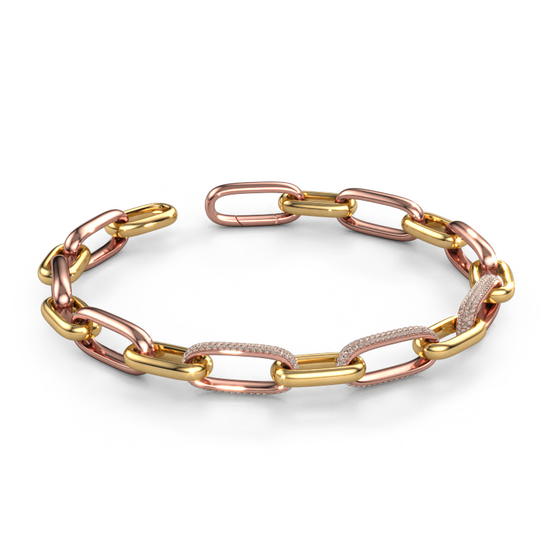 Image of Link bracelet Harmony 2 9.5 Hollow - 585 rose gold Brown diamond 1.935 crt
