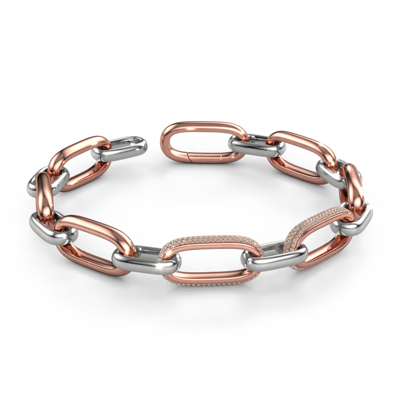 Image of Link bracelet Harmony 2 12.5 Hollow - 585 rose gold Brown diamond 2.211 crt