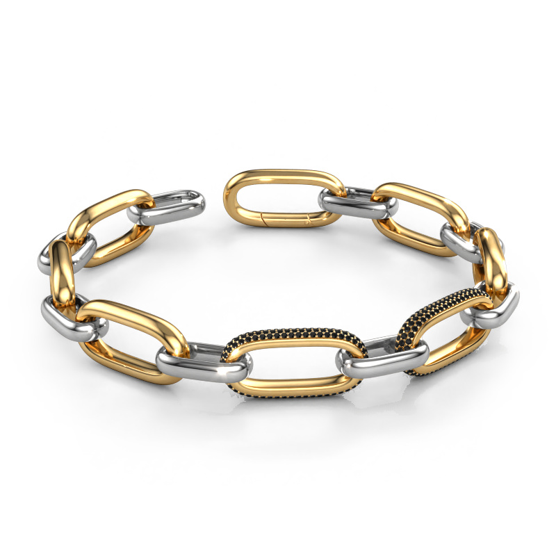 Image of Link bracelet Harmony 2 12.5 Hollow - 585 gold Black diamond 2.64 crt