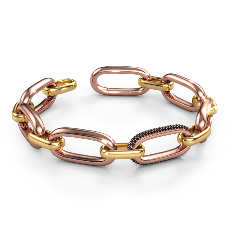 Bild von Gliederarmband Harmony 2 15 Hohl - 585 Roségold Schwarz Diamant 2.64 crt
