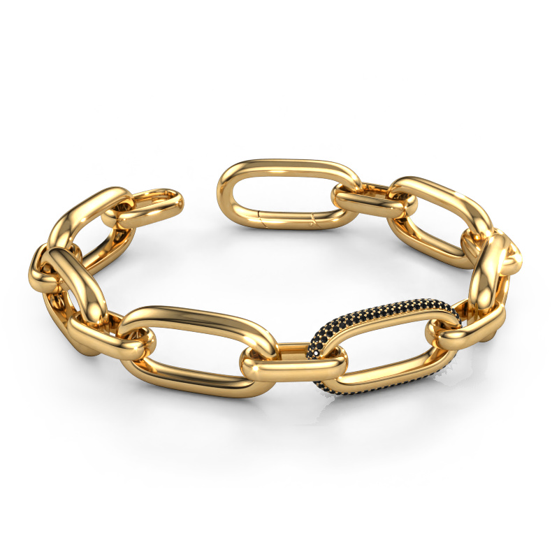 Image of Link bracelet Harmony 2 15 Hollow - 585 gold Black diamond 2.64 crt