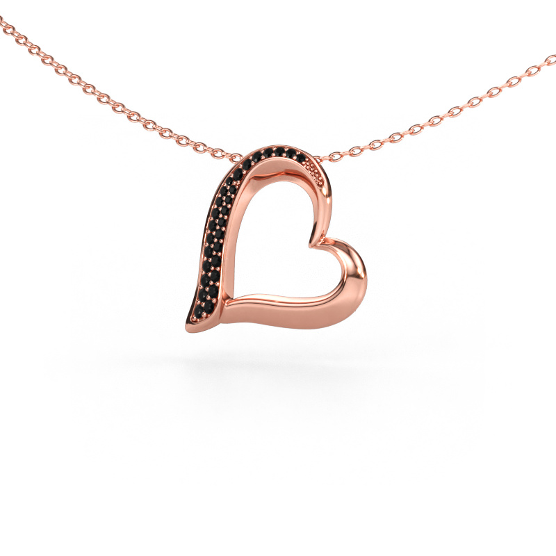 Bild av Halsband Heart 1 585 roséguld Svart diamant 0.16 crt