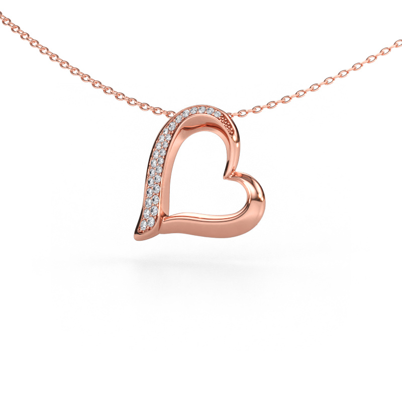 Bild av Halsband Heart 1 585 roséguld Kubisk zirkonia 1.2 mm