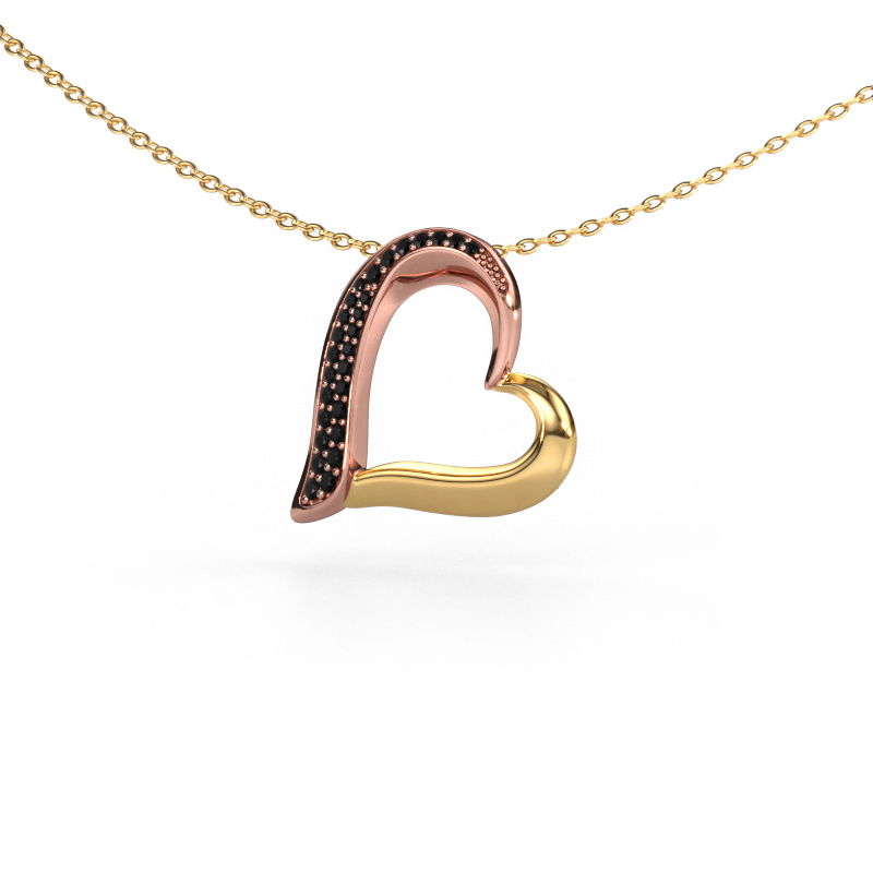 Bild von Kette Heart 1 585 Roségold Schwarz Diamant 0.16 crt
