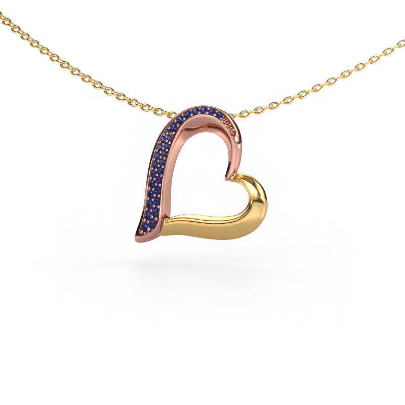 Image of Necklace Heart 1 585 rose gold Sapphire 1.2 mm
