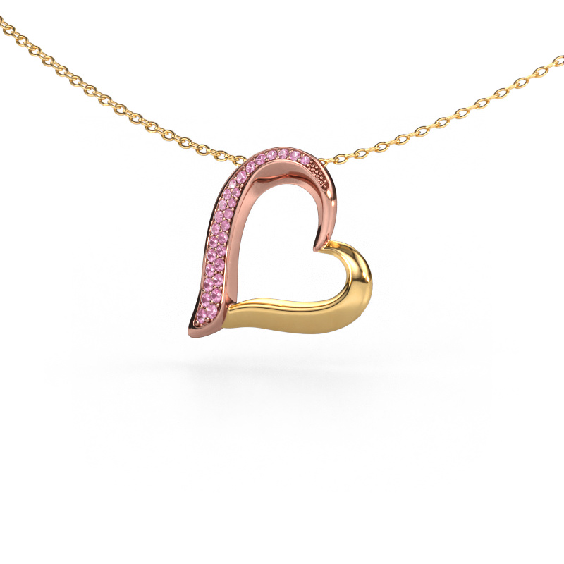 Image of Necklace Heart 1 585 rose gold Pink sapphire 1.2 mm