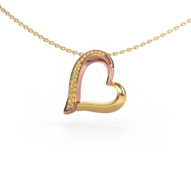 Image de Collier Heart 1 585 or rose Saphir jaune 1.2 mm