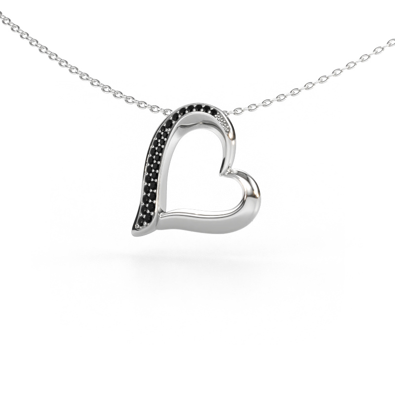 Bild von Kette Heart 1 585 Weißgold Schwarz Diamant 0.16 crt
