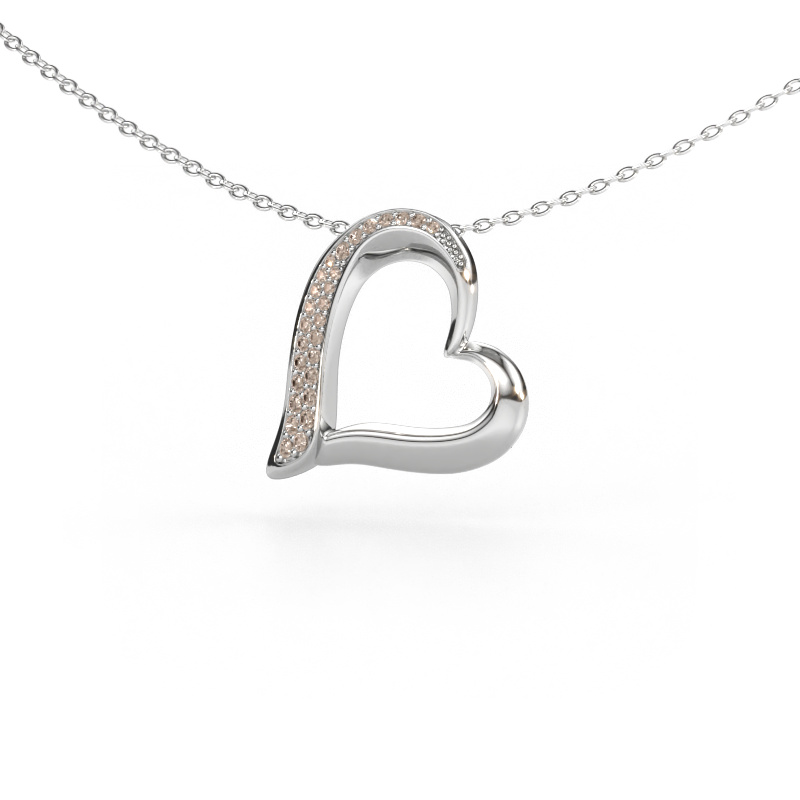 Bild von Kette Heart 1 585 Weißgold Braun Diamant 0.134 crt