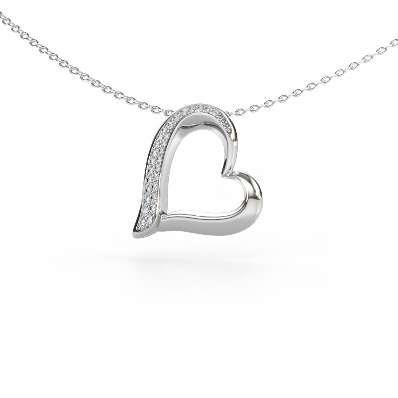 Immagine di Collana Heart 1 585 oro bianco Diamante lab grown 0.134 crt