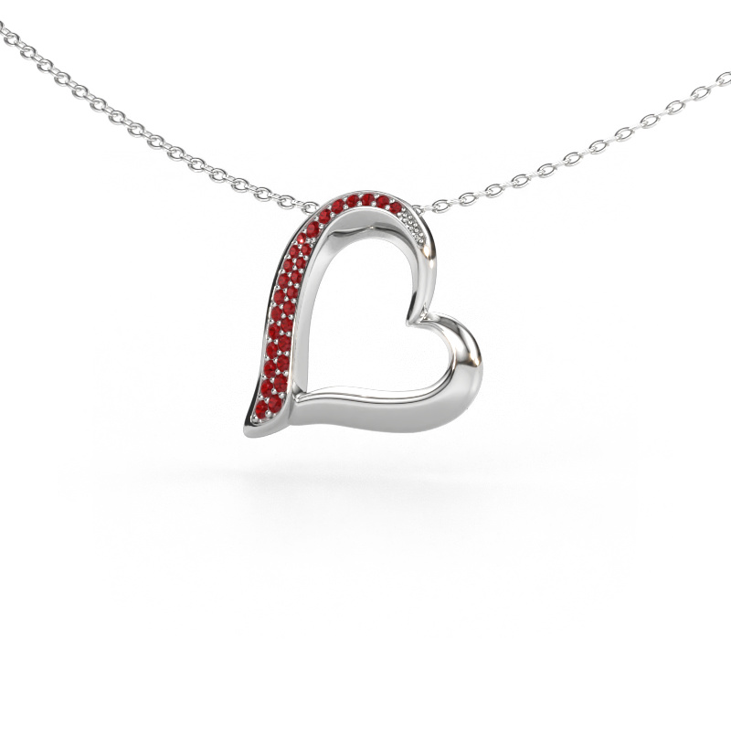 Bild av Halsband Heart 1 585 vitt guld Rubin 1.2 mm