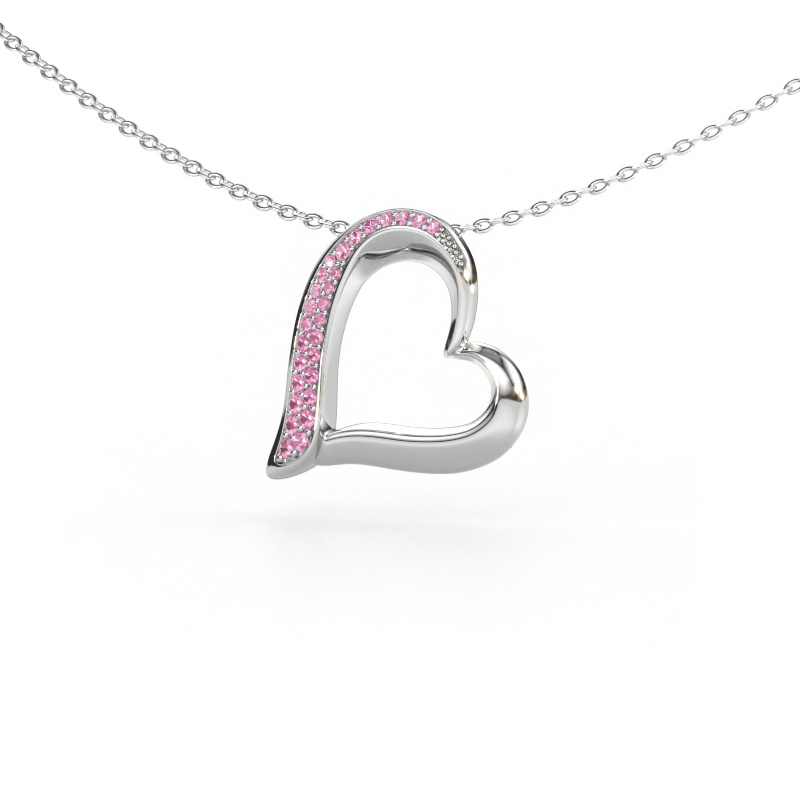 Immagine di Collana Heart 1 585 oro bianco Zaffiro rosa 1.2 mm