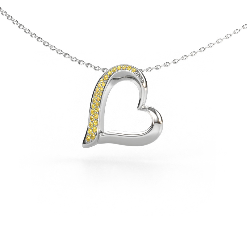 Bild von Kette Heart 1 585 Weißgold Gelb Saphir 1.2 mm