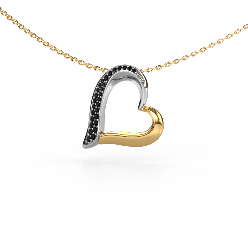 Image of Necklace Heart 1 585 white gold Black diamond 0.16 crt