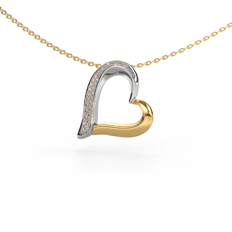 Image of Necklace Heart 1 585 white gold Brown diamond 0.134 crt