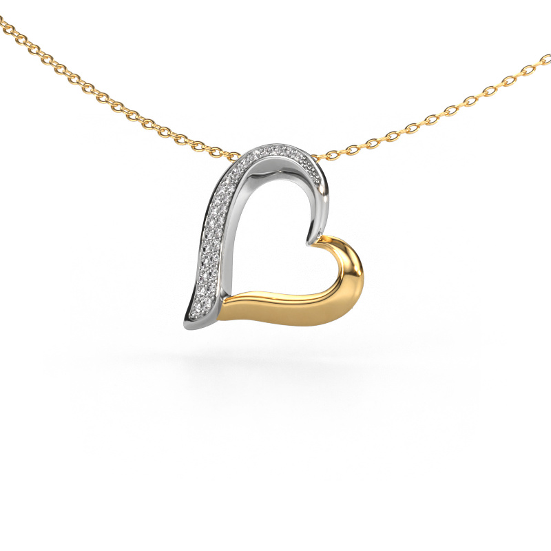 Afbeelding van Ketting Heart 1 585 witgoud Zirkonia 1.2 mm