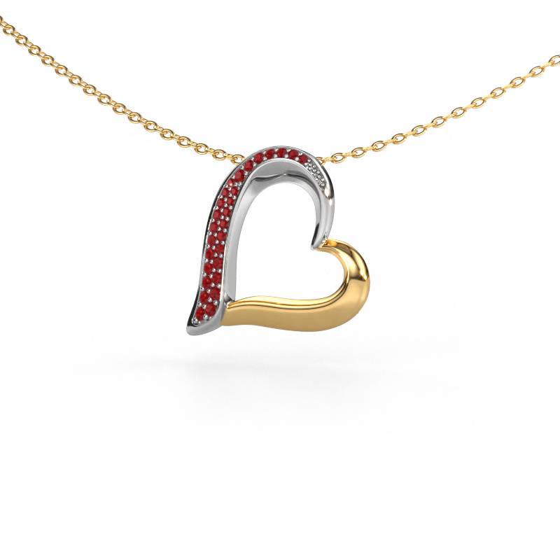 Image of Necklace Heart 1 585 white gold Ruby 1.2 mm