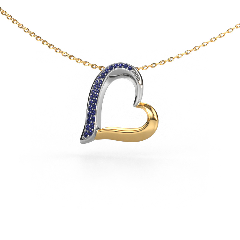 Image of Necklace Heart 1 585 white gold Sapphire 1.2 mm