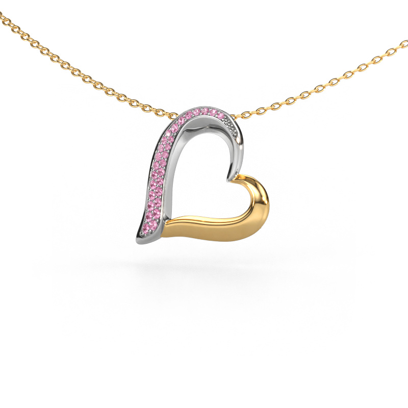Afbeelding van Ketting Heart 1 585 witgoud Roze saffier 1.2 mm