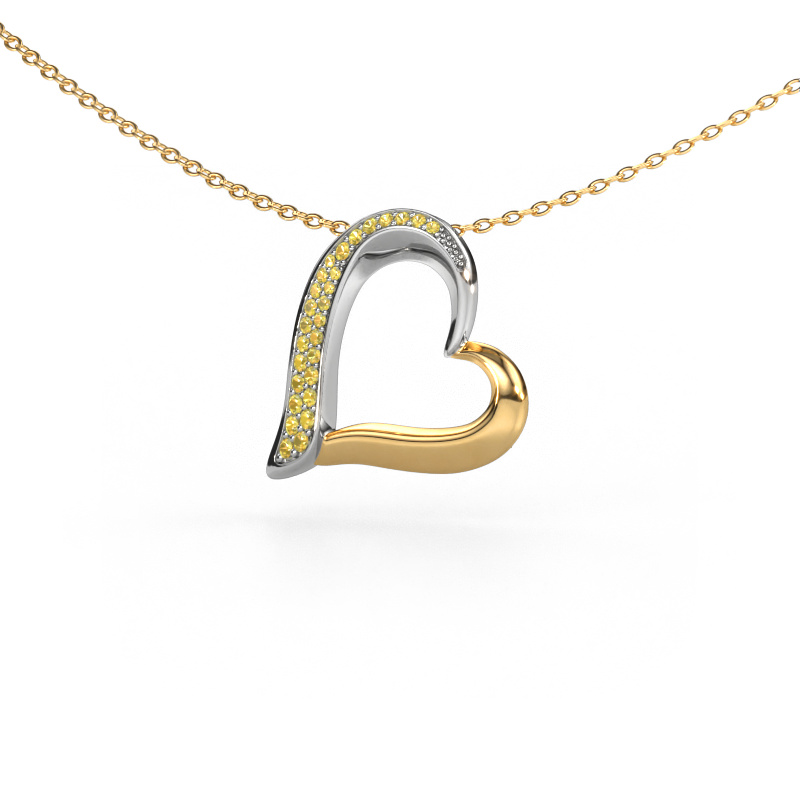 Image de Collier Heart 1 585 or blanc Saphir jaune 1.2 mm