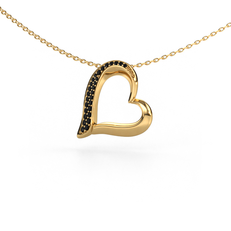 Bild von Kette Heart 1 585 Gold Schwarz Diamant 0.16 crt