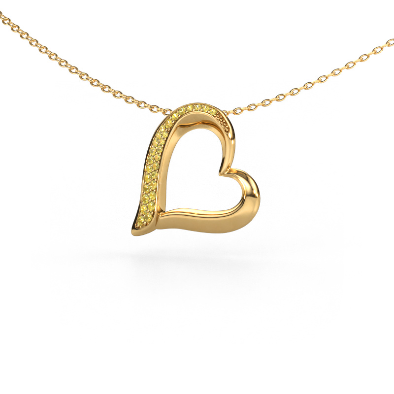 Image of Necklace Heart 1 585 gold Yellow sapphire 1.2 mm