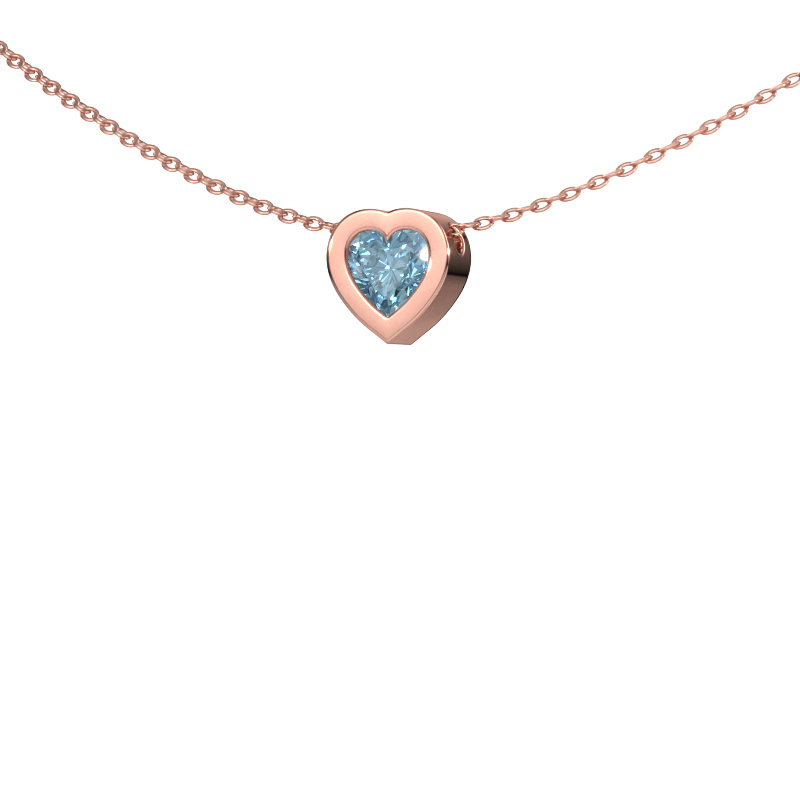 Image of Pendant Tonja 585 rose gold Blue lab grown diamond 5 mm