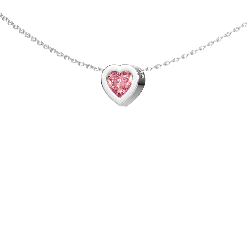 Afbeelding van Hanger Tonja 585 witgoud Roze lab grown diamant 5 mm