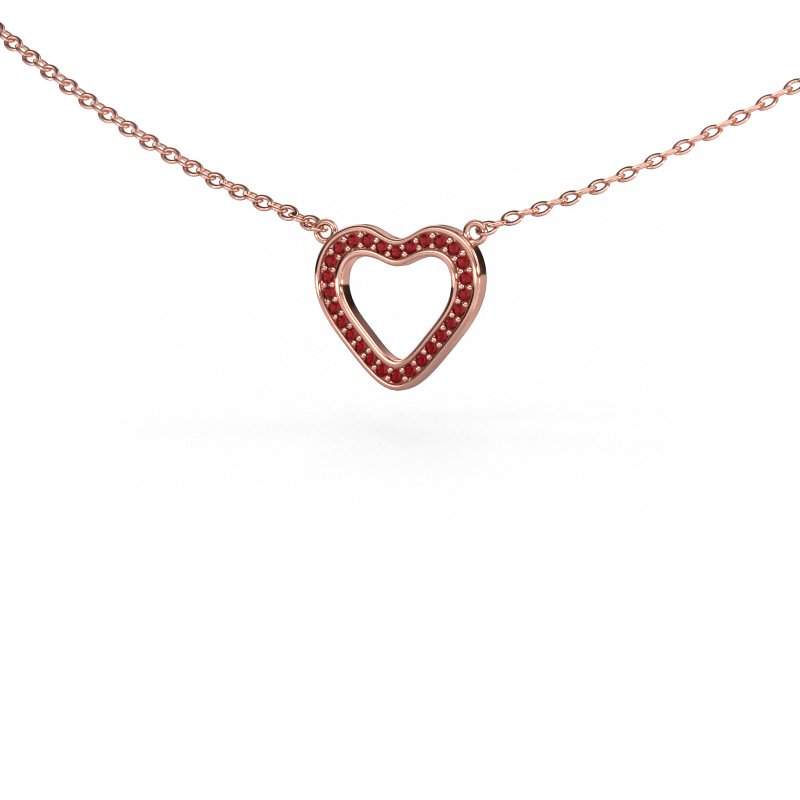 Image of Pendant Heart 3 585 rose gold Ruby 0.8 mm