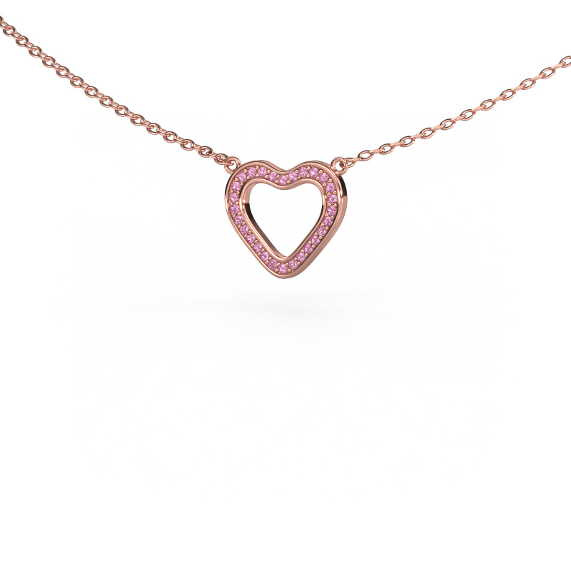 Image of Pendant Heart 3 585 rose gold Pink sapphire 0.8 mm