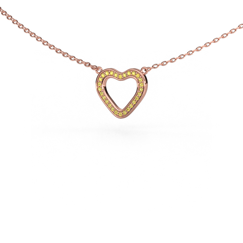 Image of Pendant Heart 3 585 rose gold Yellow sapphire 0.8 mm