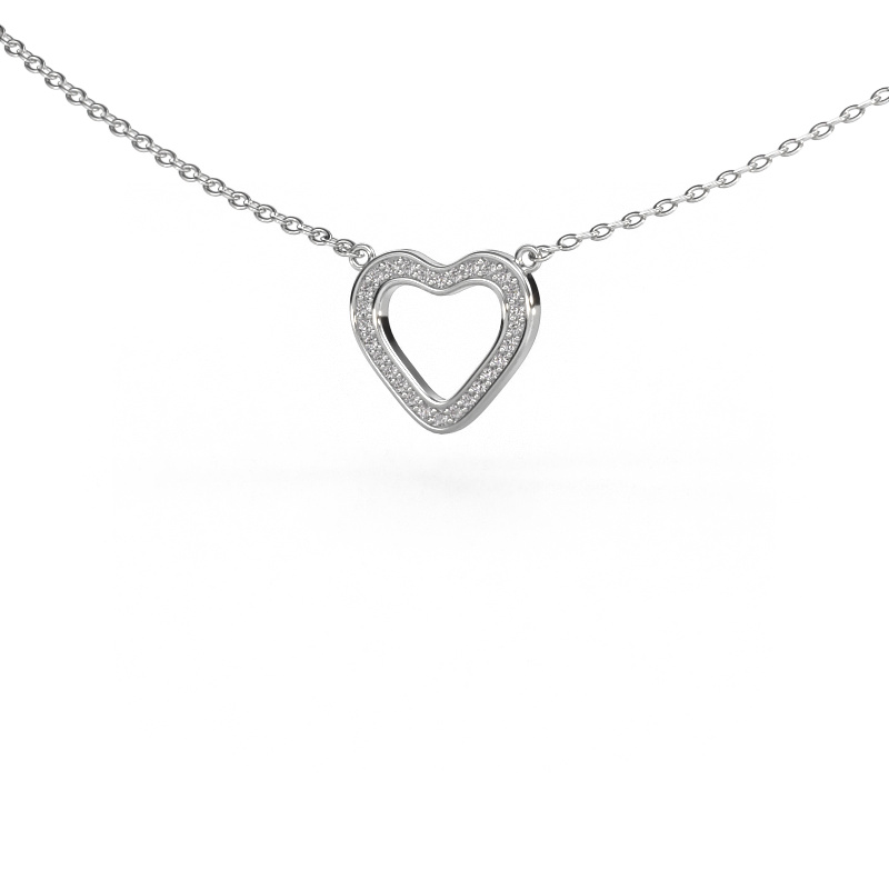 Image de Pendentif Heart 3 585 or blanc Diamant synthétique 0.07 crt