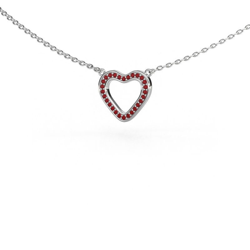 Image of Pendant Heart 3 585 white gold Ruby 0.8 mm