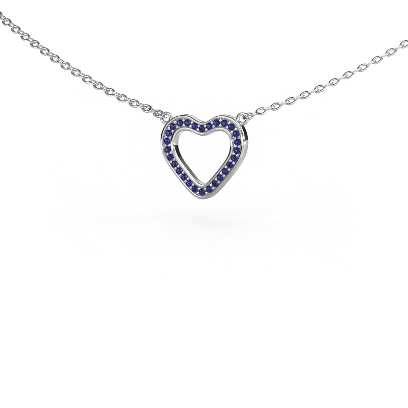 Image of Pendant Heart 3 585 white gold Sapphire 0.8 mm