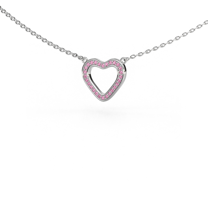 Bild von Anhänger Heart 3 585 Weißgold Pink Saphir 0.8 mm