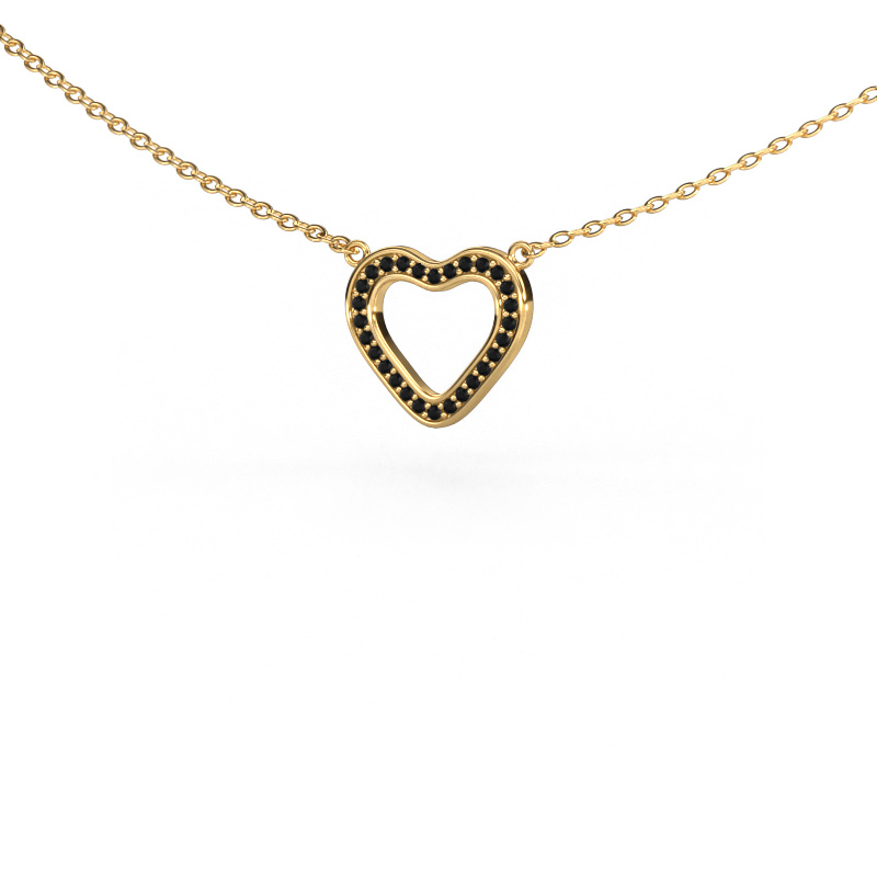 Image of Pendant Heart 3 585 gold Black diamond 0.084 crt