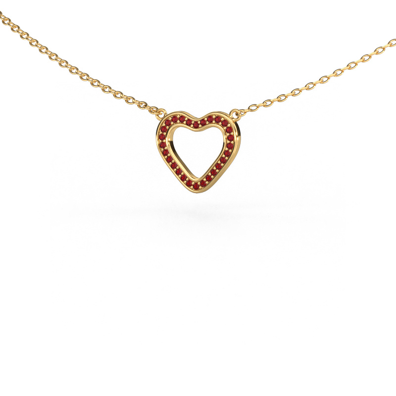 Image of Pendant Heart 3 585 gold Ruby 0.8 mm
