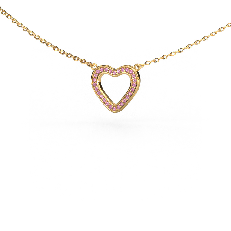 Bild von Anhänger Heart 3 585 Gold Pink Saphir 0.8 mm