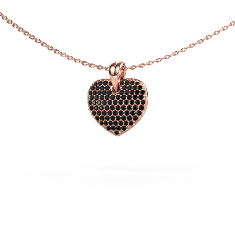 Image of Pendant Heart 5 585 rose gold Black diamond 0.48 crt