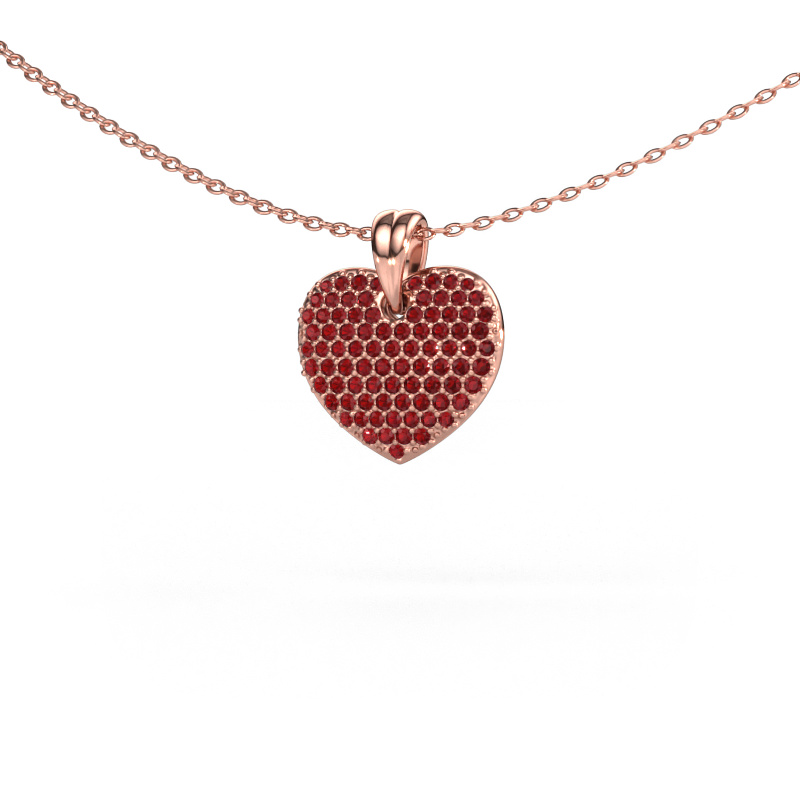 Image of Pendant Heart 5 585 rose gold Ruby 0.8 mm