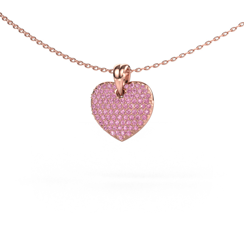 Bild von Anhänger Heart 5 585 Roségold Pink Saphir 0.8 mm
