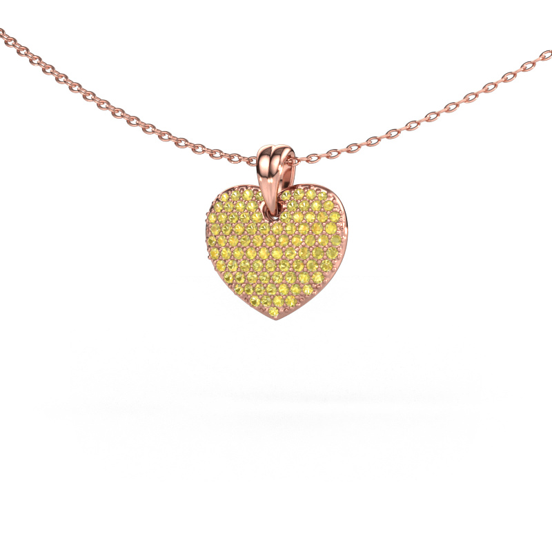 Image de Pendentif Heart 5 585 or rose Saphir jaune 0.8 mm