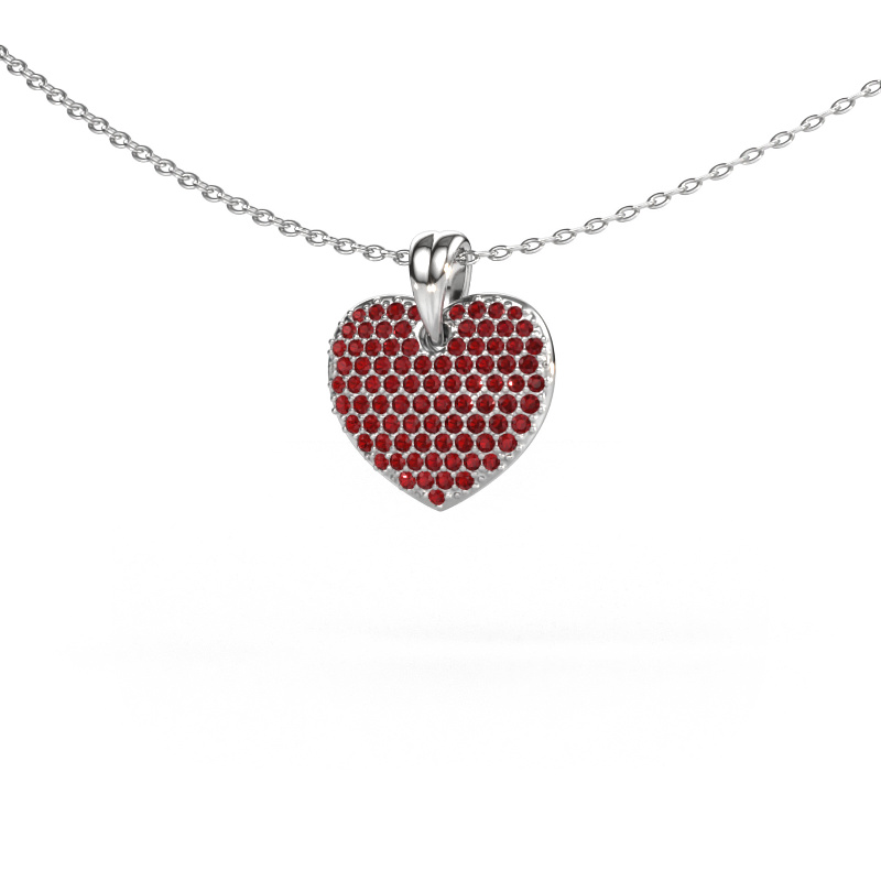 Image de Pendentif Heart 5 585 or blanc Rubis 0.8 mm