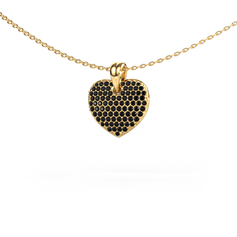 Image of Pendant Heart 5 585 gold Black diamond 0.48 crt