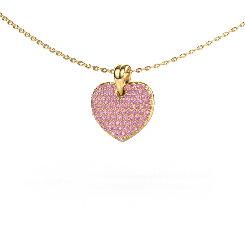 Image of Pendant Heart 5 585 gold Pink sapphire 0.8 mm